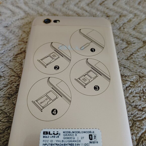 BLU Grand X GSM Unlocked Dual SIM Android 6.0 5" HD Display Smartphone - Gold - Picture 7 of 8